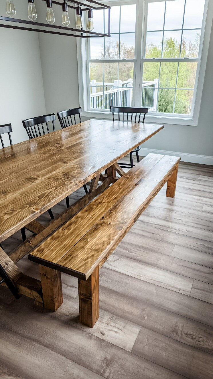 Large Farmhouse Table, Custom Farm Table, Farmhouse Dining Table, Rustic Modern Table, Natural Wood Table, Real Wood Table - All Sizes