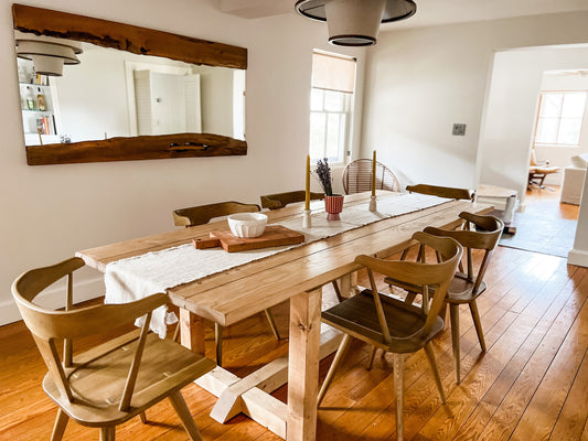 Custom Farmhouse Table, Rustic Farm Table, Natural Wood Farmhouse Dining Table, Trestle Table, T-Brace Table, Rustic Table, Kitchen Table