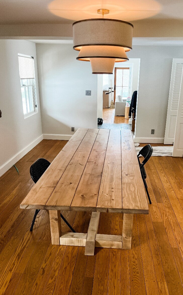 Custom Farmhouse Table, Rustic Farm Table, Natural Wood Farmhouse Dining Table, Trestle Table, T-Brace Table, Rustic Table, Kitchen Table