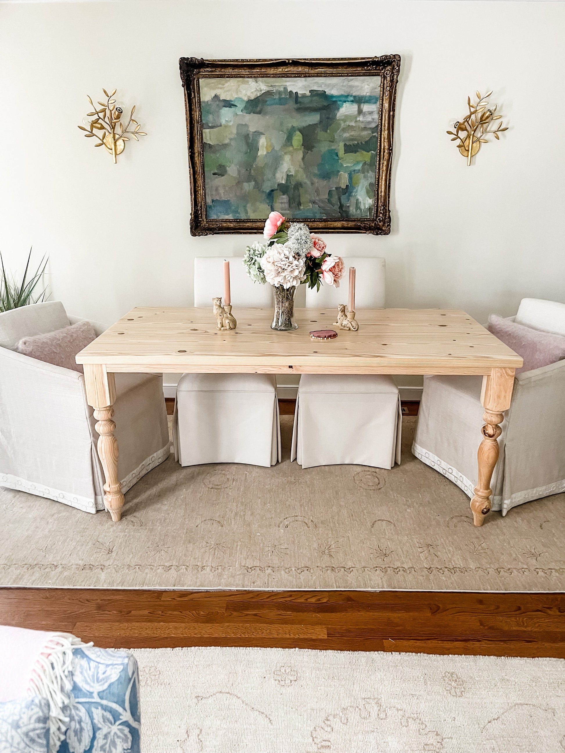 Natural Farmhouse Table, Rustic Farm Table, Farmhouse Dining Table, Natural Wood Table, Custom Farmhouse Table, Spindle Leg Farm Table