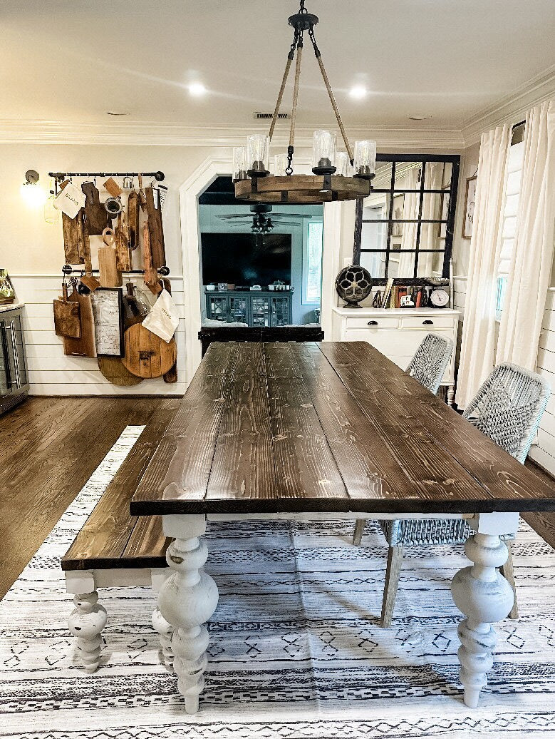 Chunky Balled Farmhouse Table, Modern Balled Table, Large Turned Leg Table, Custom Farmhouse Table, Bulb Leg Table, Large Dining Room Table